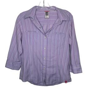 The North Face Womens Top Size M Light Purple Button Down 3/4 Sleeve Shirt